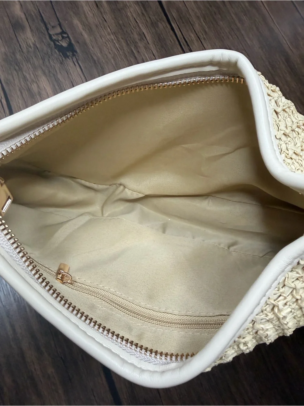 Woven Cream Shoulder Bag with Adjustable Strap